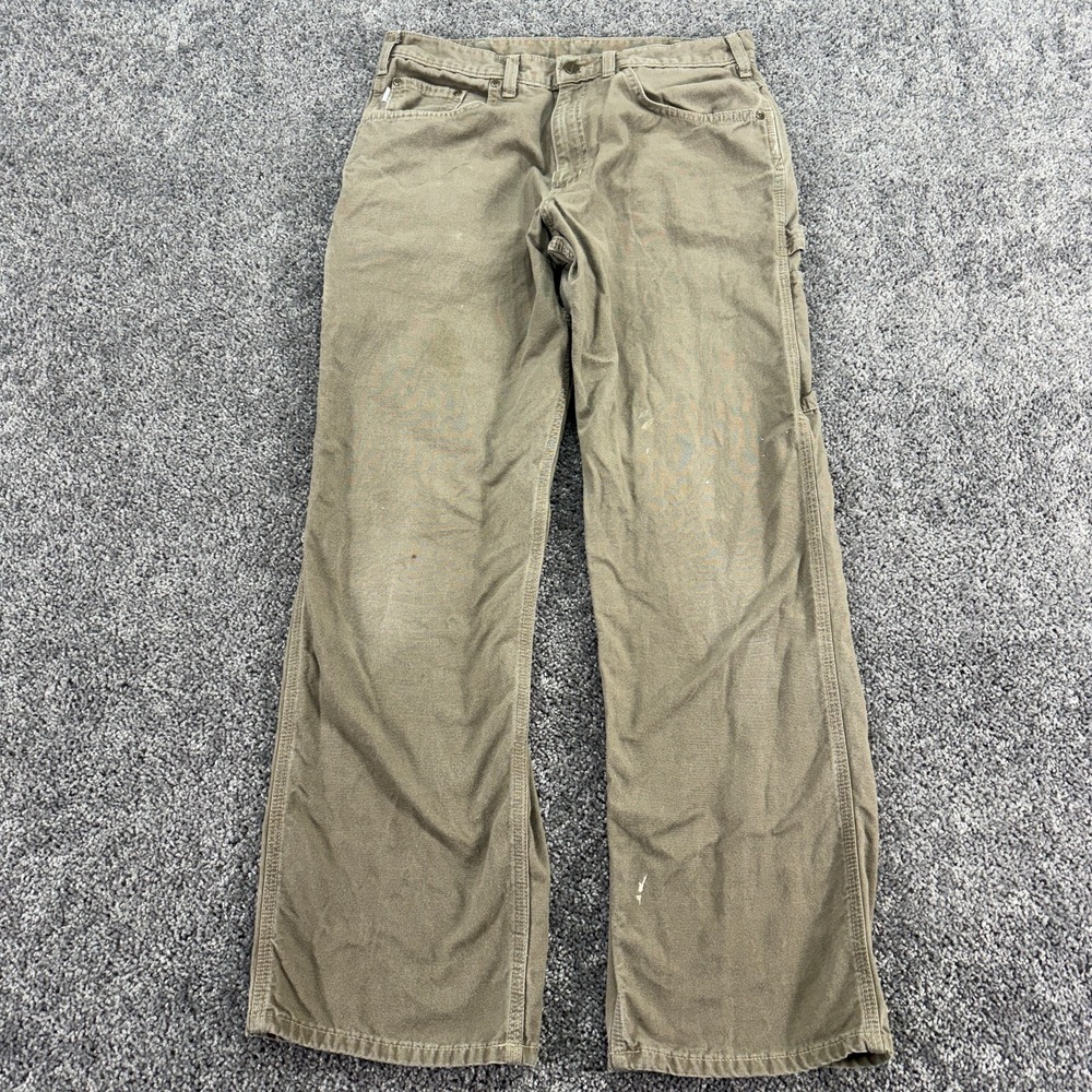 Carhartt Pants Mens 34x32 Brown Loose Original Fit Carpenter Canvas Workwear - Picture 2 of 15